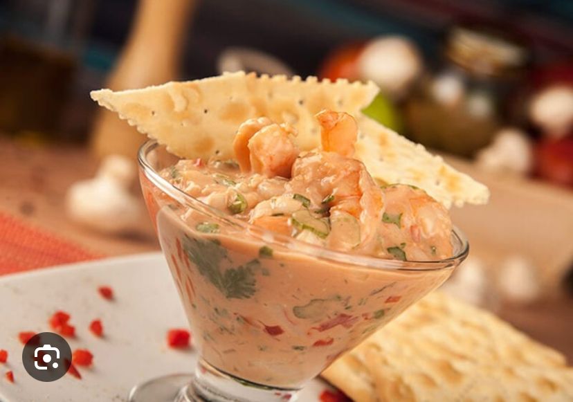 Ceviche with pink sauce